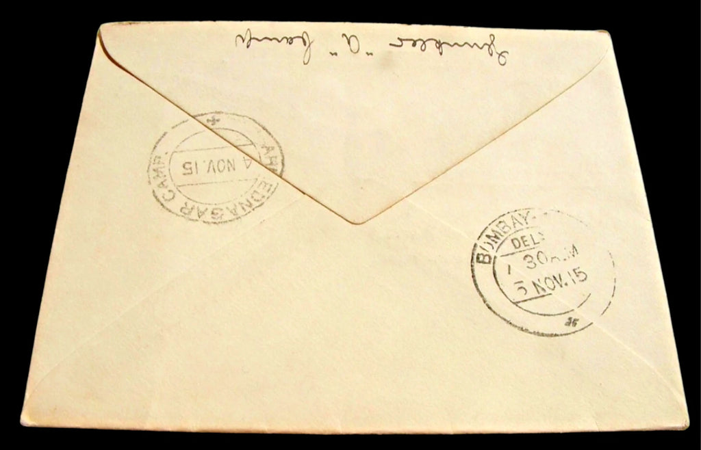 1915 WWI German POW Envelope Ahmednagar India – Signed Hermann Glunkler YMCA