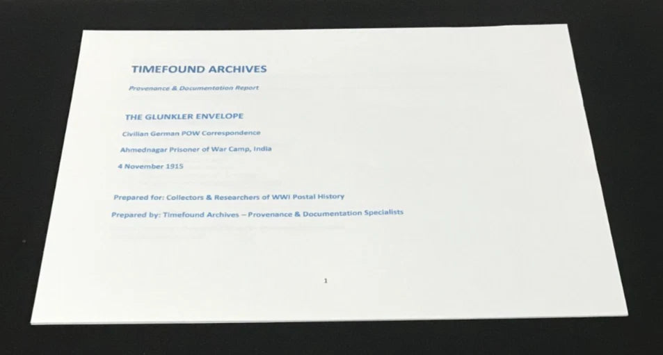 1915 WWI German POW Envelope Ahmednagar India – Signed Hermann Glunkler YMCA