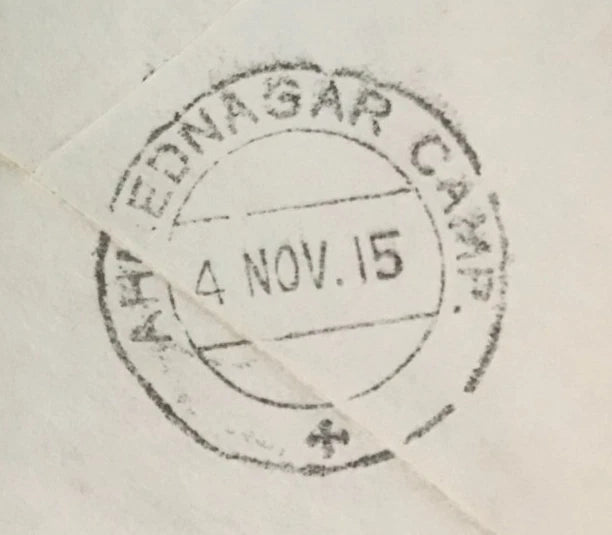 1915 WWI German POW Envelope Ahmednagar India – Signed Hermann Glunkler YMCA